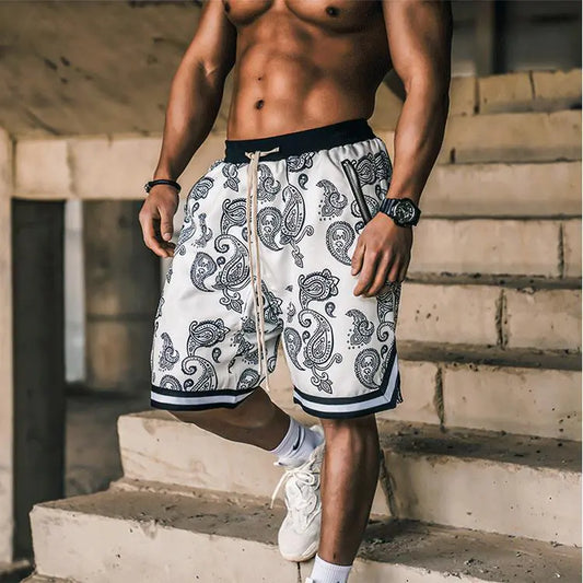 Full Printed Breathable Mesh Cashew Shorts