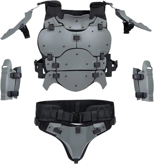 Zhongren Airsoft Vest Armor Cosplay Vests Adjustable Tactical Molle Chest Protector Set Paintball Combat Gear Costumes (Grey)