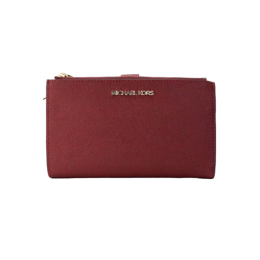 Michael Kors Jet Set Travel Dark Cherry Double Zip Wallet