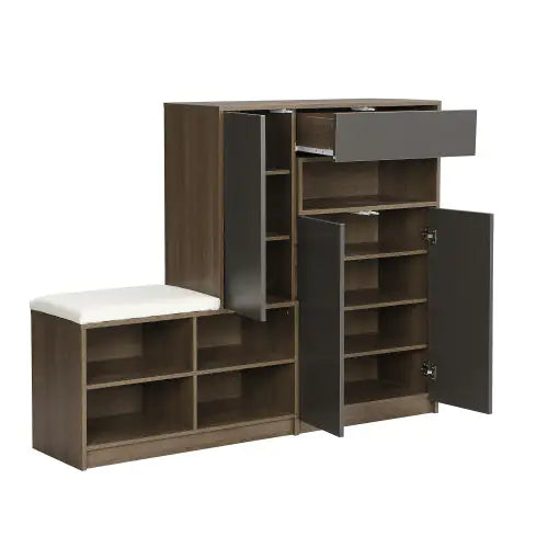 2-in-1 Shoe Storage Bench And Shoe Cabinet