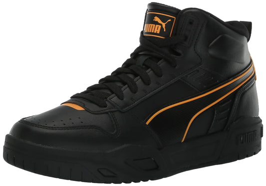 PUMA Mens RBD Tech Mid Sneaker PUMA Mens Black-Clementine-PUMA Mens White 11.5