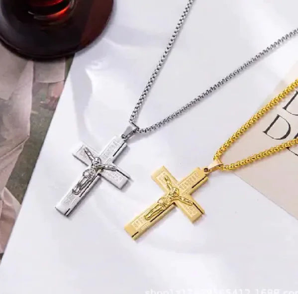 Titanium Steel Cross Pendant Necklace